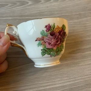 Crownford Fine Bone china Purple Flowers made in England Tea Cup ( ONLY )